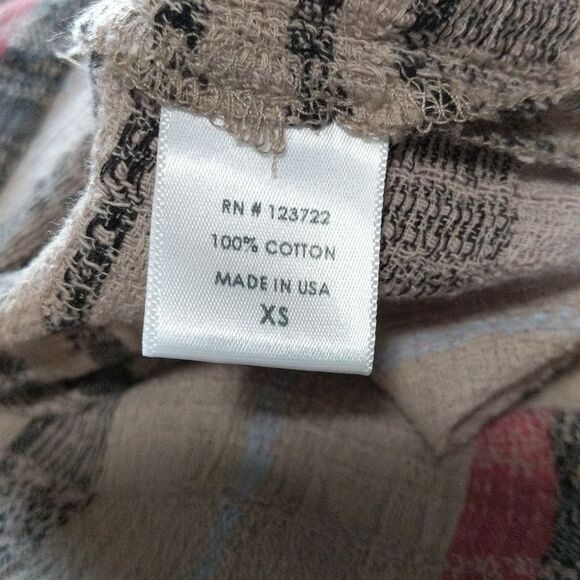 XIRENA striped gauzy flowy cotton top blouse tan black size XS - Picture 5 of 9